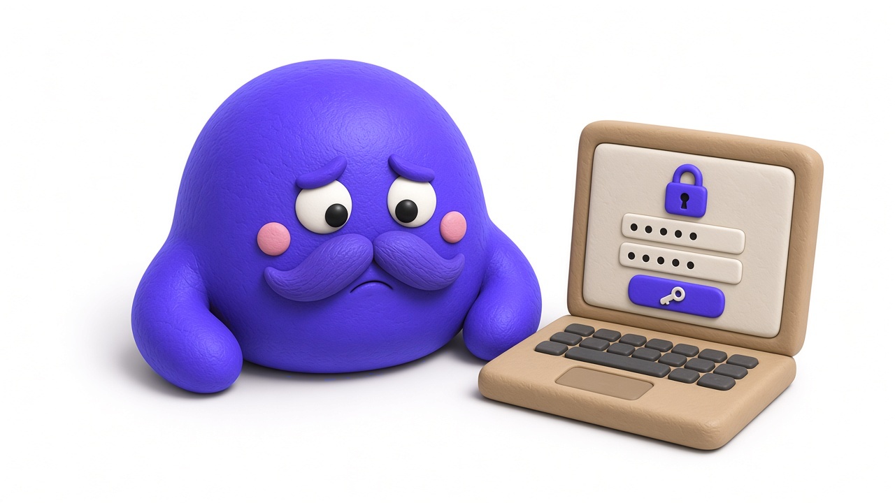 Freddie looking frustrated at a password login screen
