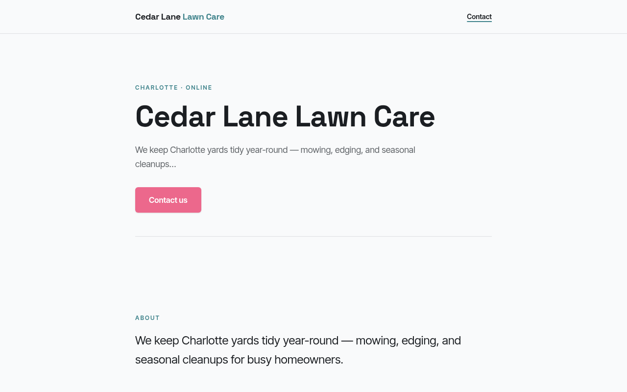 Cedar Lane Lawn Care website
